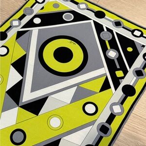 Pucci Geometric Pattern Scarf in lime and Gray